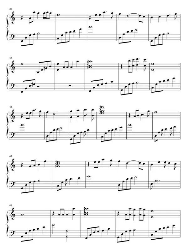 牵手钢琴曲谱指法