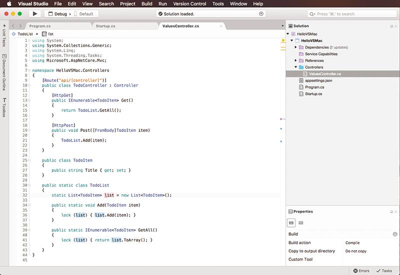 Visual Studio for Mac 简介 