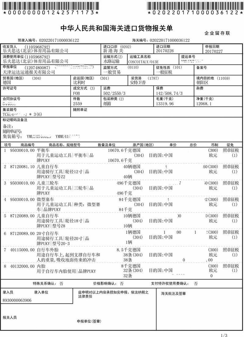 △进口报关单