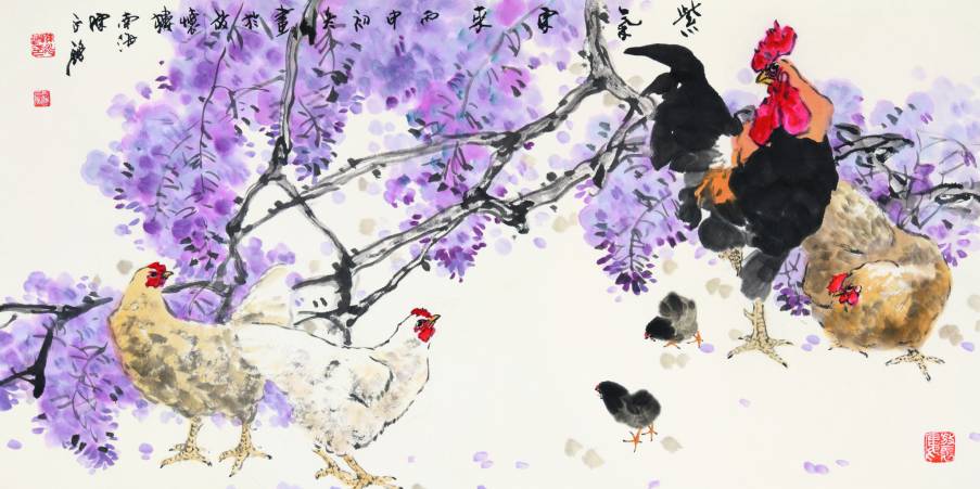 今天渔公子带来几位名家画鸡的作品