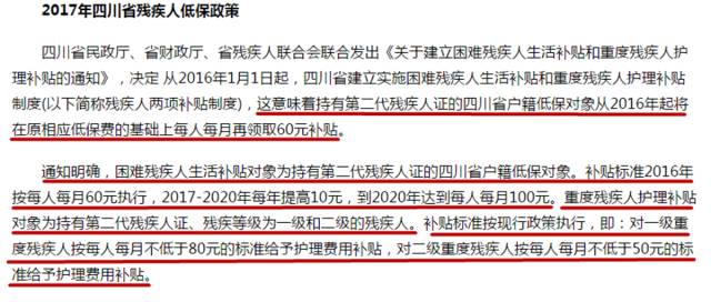 2017年全国残疾人两项补贴