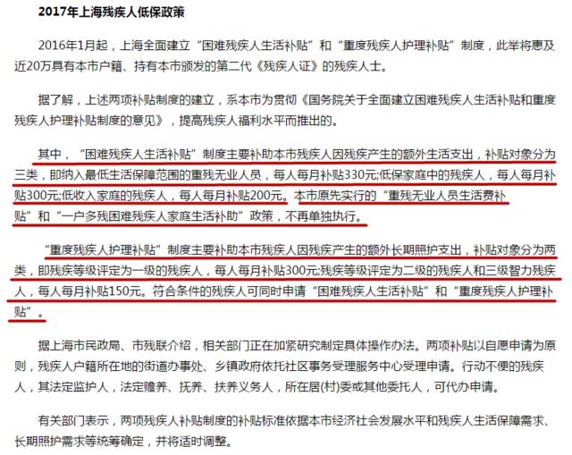 2017年全国残疾人两项补贴