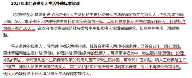 2017年全国残疾人两项补贴