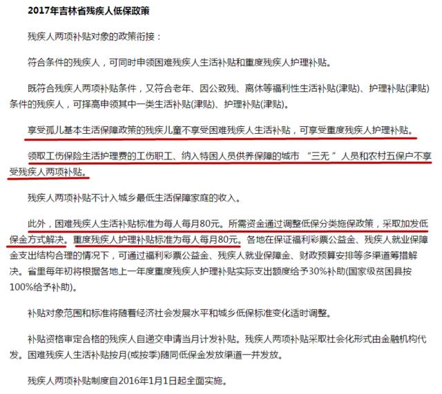 2017年全国残疾人两项补贴