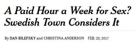 瑞典小城鼓勵(lì)生育 每周1小時(shí)帶薪假過(guò)性生活
