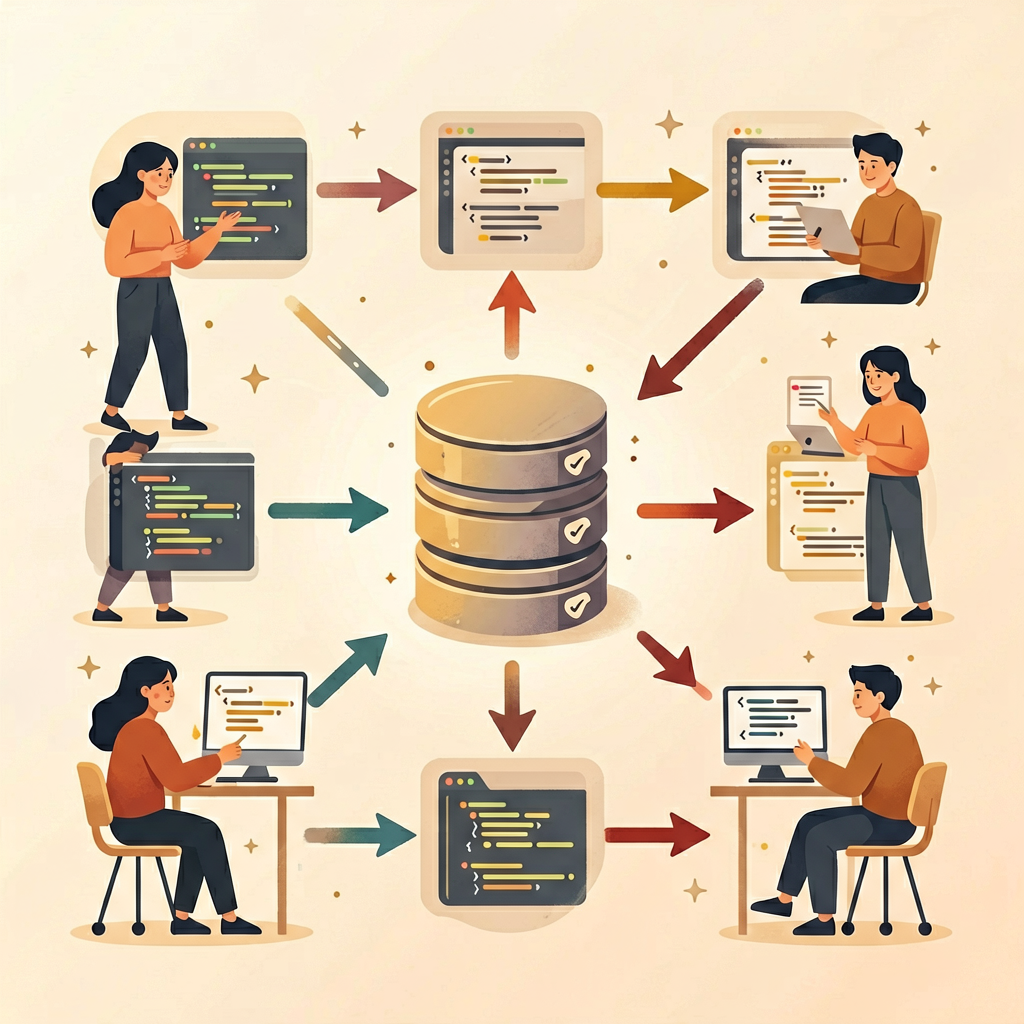 GitHub多人协作与PR流程示意图