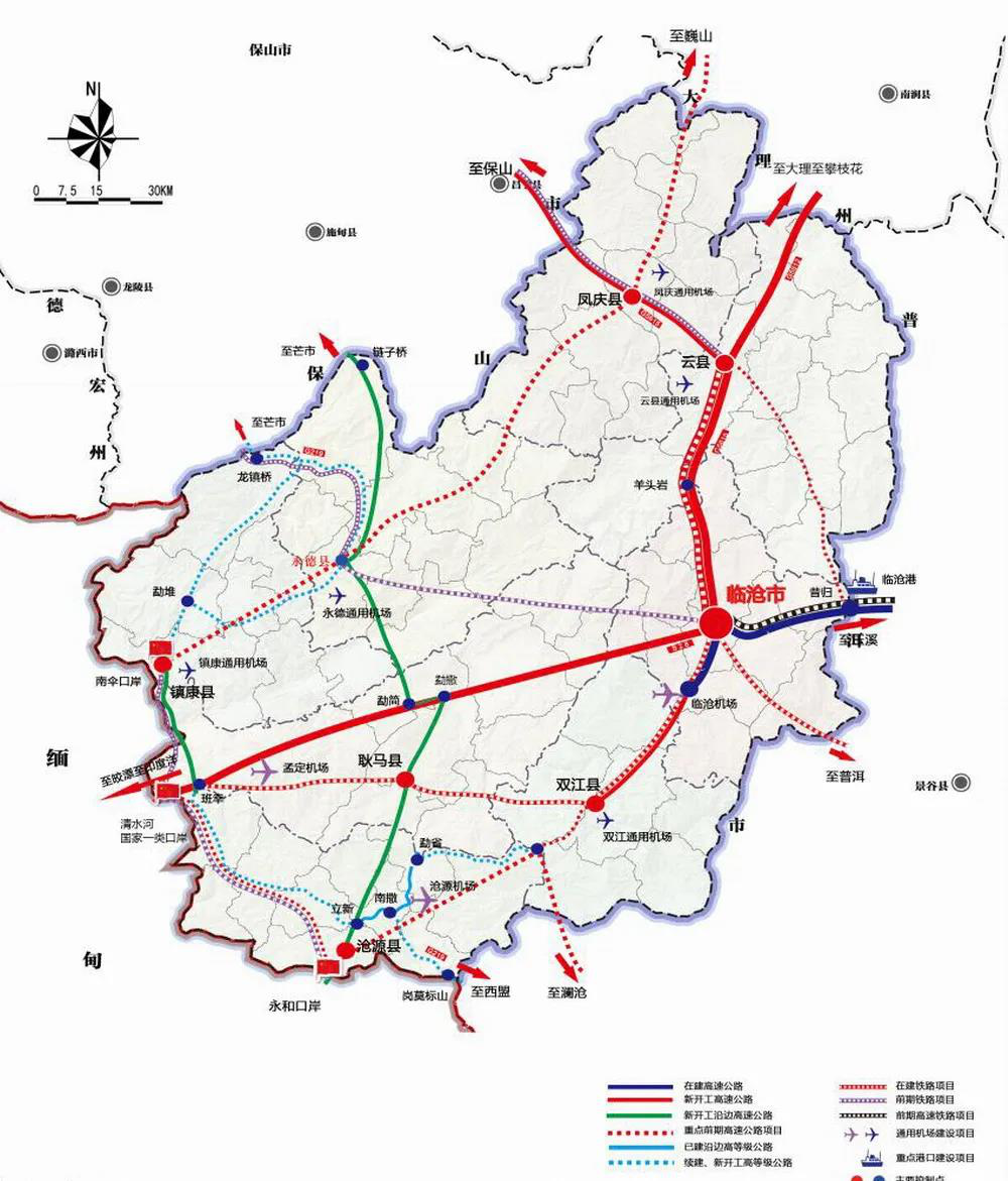 大理-临沧-普洱铁路路线图(图片来源"搜狐新闻)2018年12月,孟定至