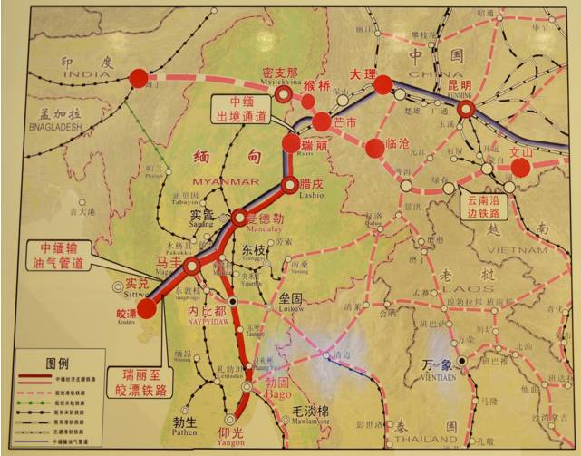 中缅经济走廊铁路通道构想图 (点击放大查看)