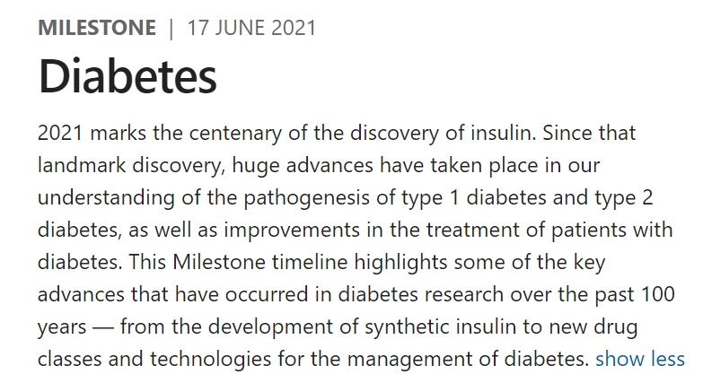胰岛素发现100周年，看糖尿病治疗的十座丰碑|《自然》