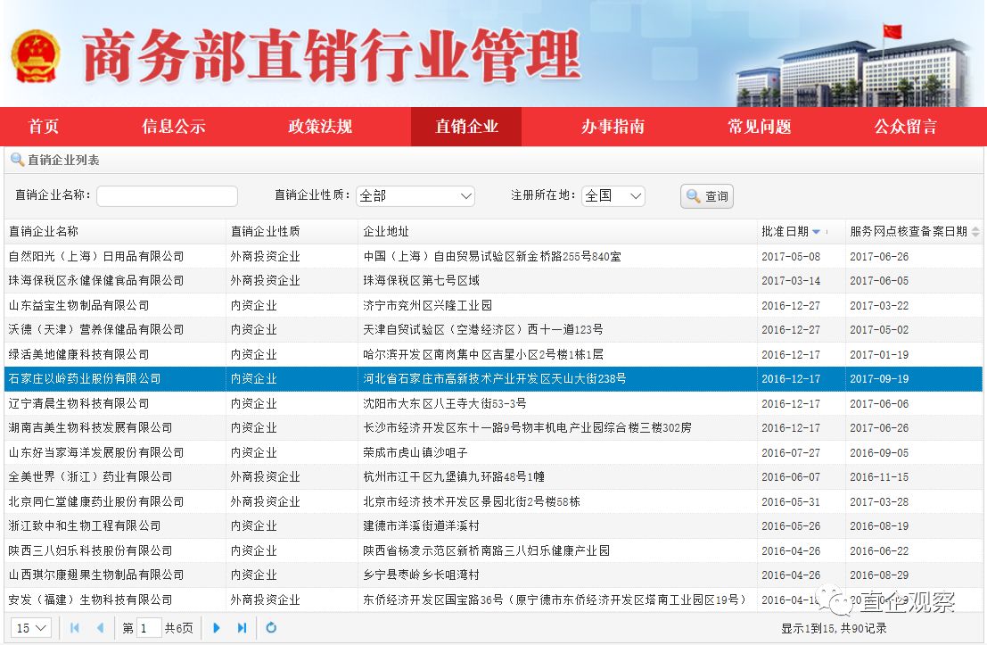 2018年最新直销牌照名单(全新完整版)  2018年1月18日,商务部直销行业