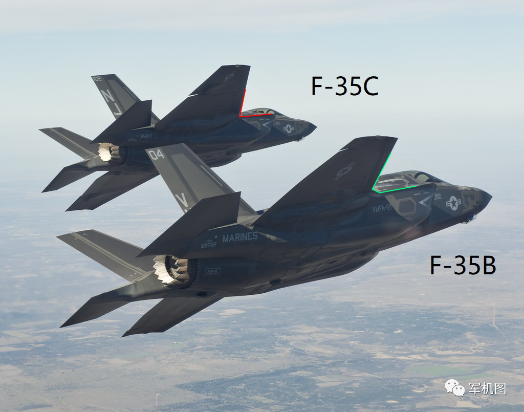 6张图看F-35B与F-35C，区别一目了然