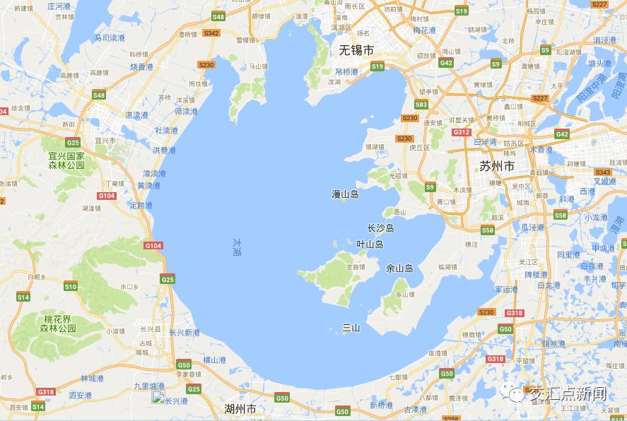 (来自谷歌地图)江苏境内太湖流域面积有1.