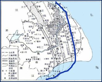 长江南口十一至十二世纪海岸线图片