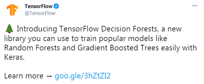 最喜欢随机森林?周志华团队DF21后，TensorFlow开源决策森林库TF-DF