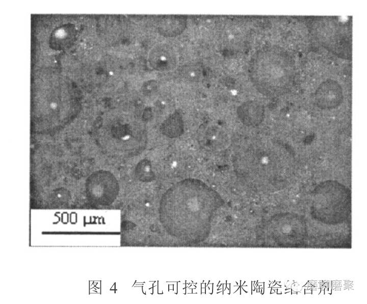 图3是纳米陶瓷复合结合剂与w5金刚石制成的超细陶瓷磨具的显微结构