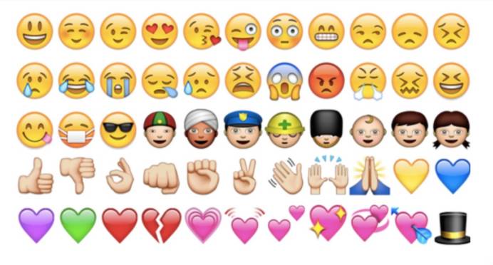 第二代—脸谱时代:第二代表情包是以emoji和qq表情为代表的表情脸谱.