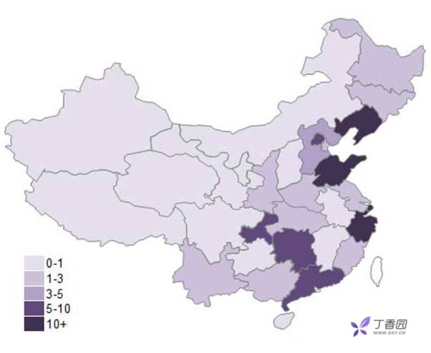 撤稿文章地图，学术活跃之地，亦是撤稿的重灾区，图片来自丁香园