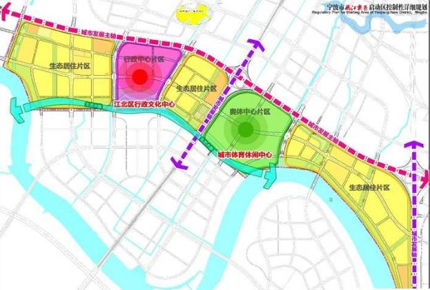 姚江新城宁波北门户商务区位于江北洪塘的杭州湾大通道与宁波绕城