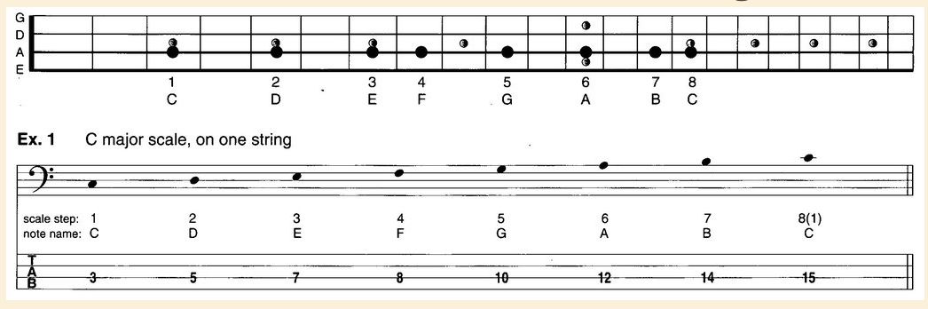 贝斯课堂-4(大调音阶,两条必备的指型)