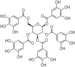 水解单宁示意图,这一个葡萄糖上挂了5个没食子酸 化学式来自chem