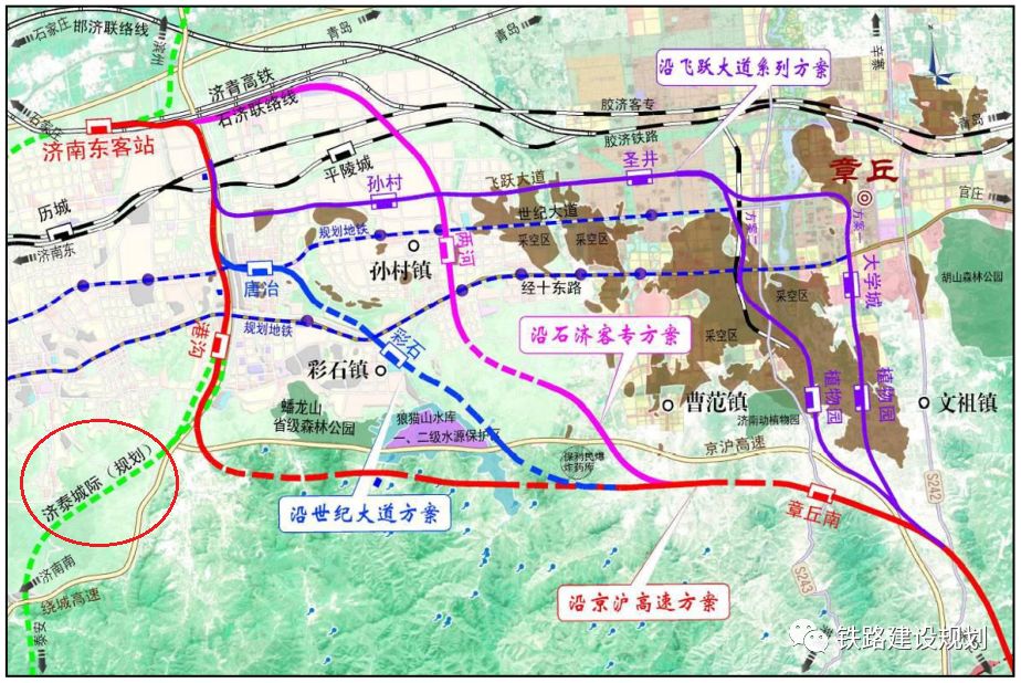 线路正线在京沪高铁枣庄站预留往南接口,远期接入徐州东站的徐