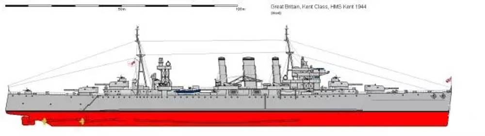 复兴皇家海军的利刃英国肯特级重巡洋舰