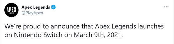 《APEX英雄》Switch版官宣3月19日