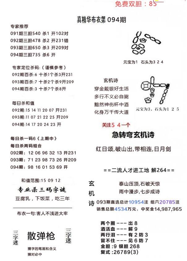 【解字谜赢红包】欢迎挑战094期福彩3d字谜!