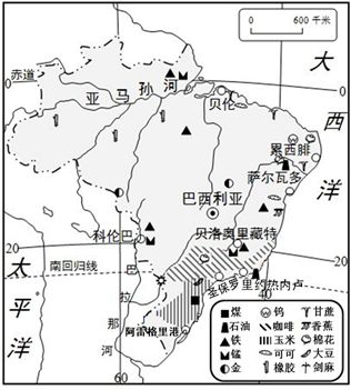 巴西自然资源分布图