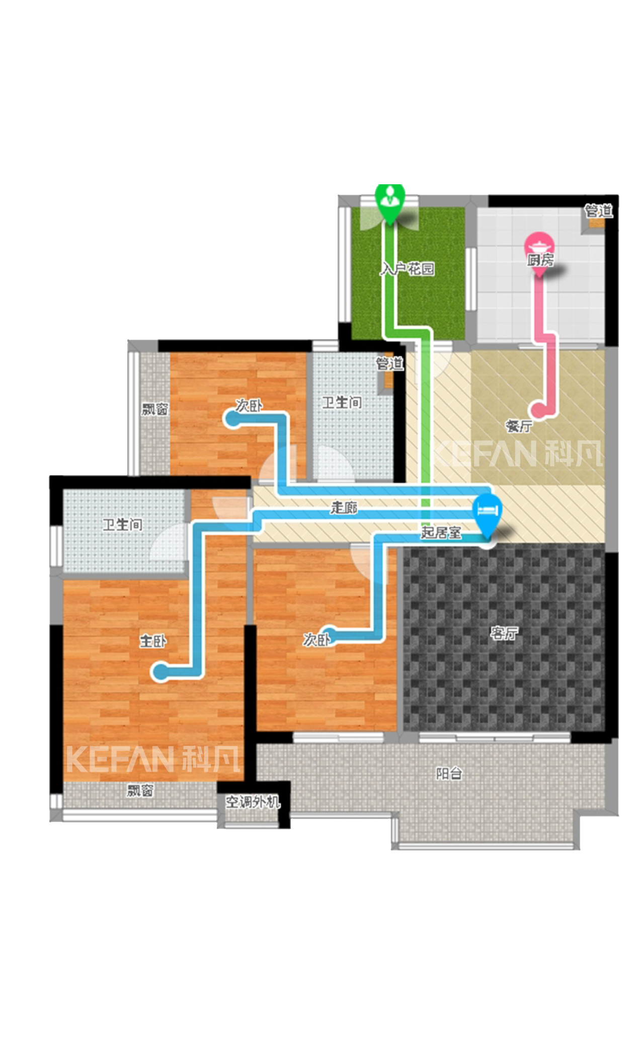科凡家居图片 114㎡三房两厅简约风家装效果图