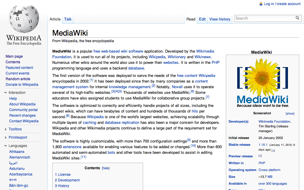 作为维基百科全书的系统,全球最著名的wiki程序——mediawiki