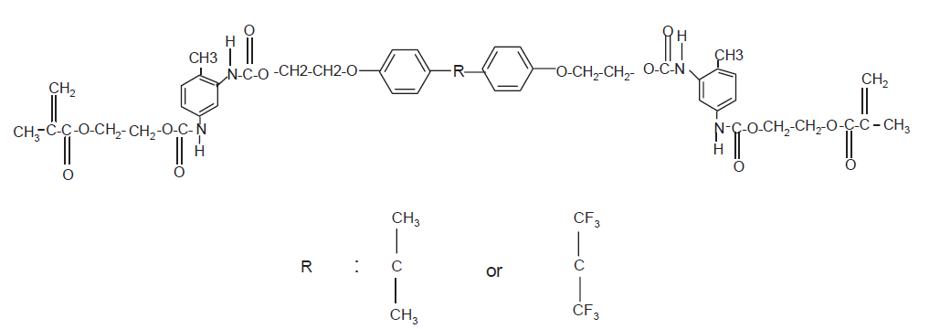 基于双酚a或六氟双酚a的聚氨酯丙烯酸酯结构示意图