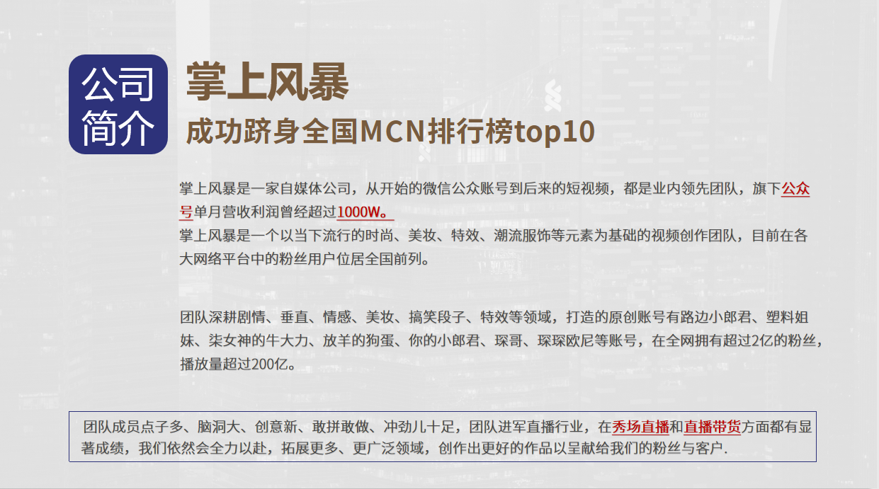 掌上风暴MCN机构