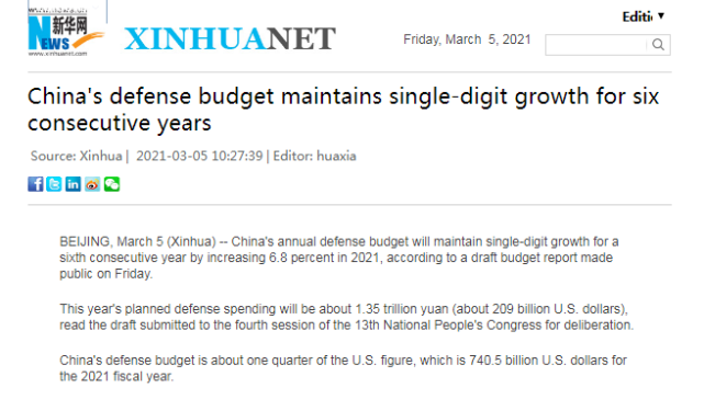 中国军费1.35万亿，哪些人觉得高了?