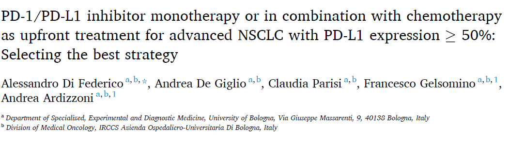 PD-1/PD-L1抑制剂单药或联合化疗一线治疗晚期NSCLC PD-L1表达≥50% 患者，哪一项是最优策略？