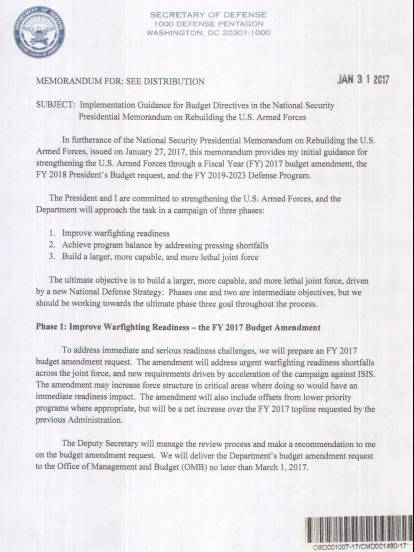 美国防部计划分三阶段实施特朗普