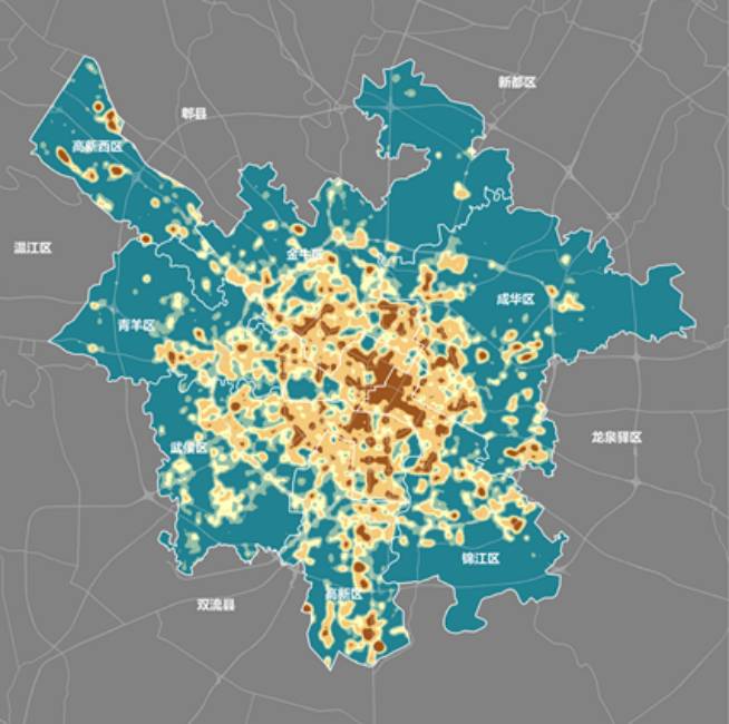 城市数据实践:基于百度热力图的成都市中心城区人群活动分布特征分析