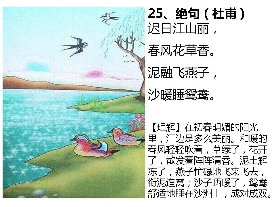 26,江畔独步寻花(杜甫)【原文】黄师塔前江水东,春光懒困倚微风.