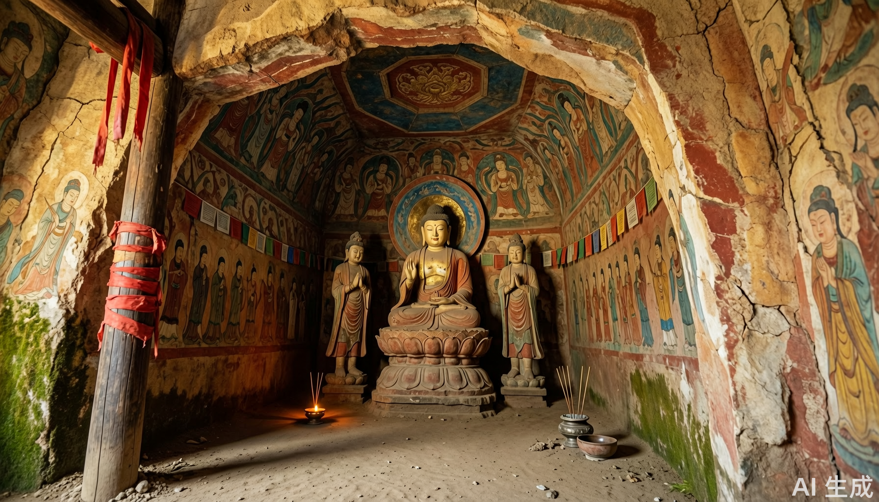 马蹄寺千佛洞石窟群，汉藏佛教文化交融的崖壁寺院