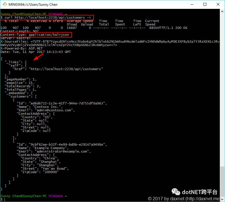 在ASP.NET Core中使用Apworks开发数据服务：对HAL的支持