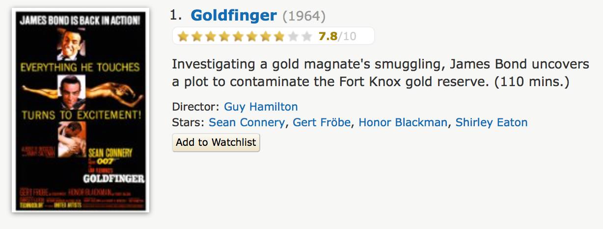 imdb曾评选的top10邦德电影