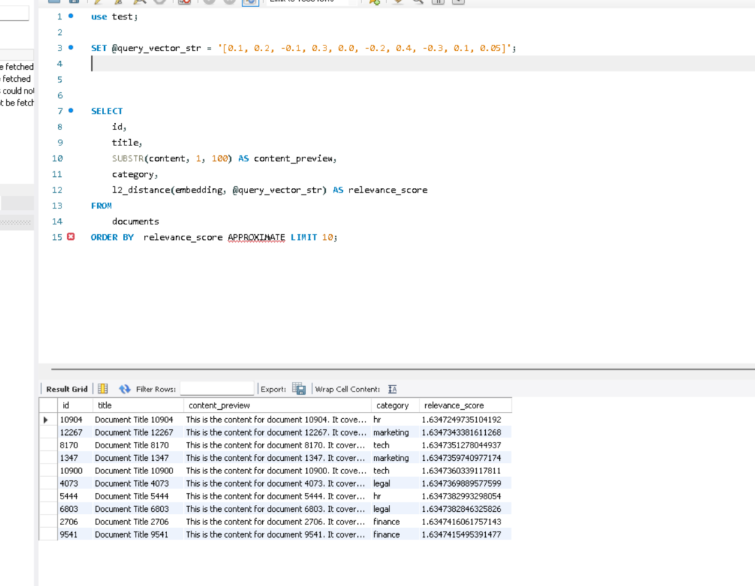 通过hnsw索引进行向量查询