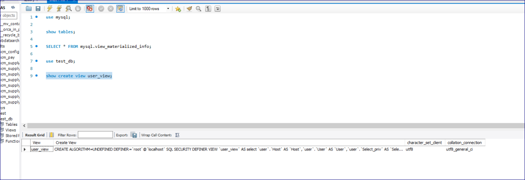 通过语句查看定时进行刷新的mysql view