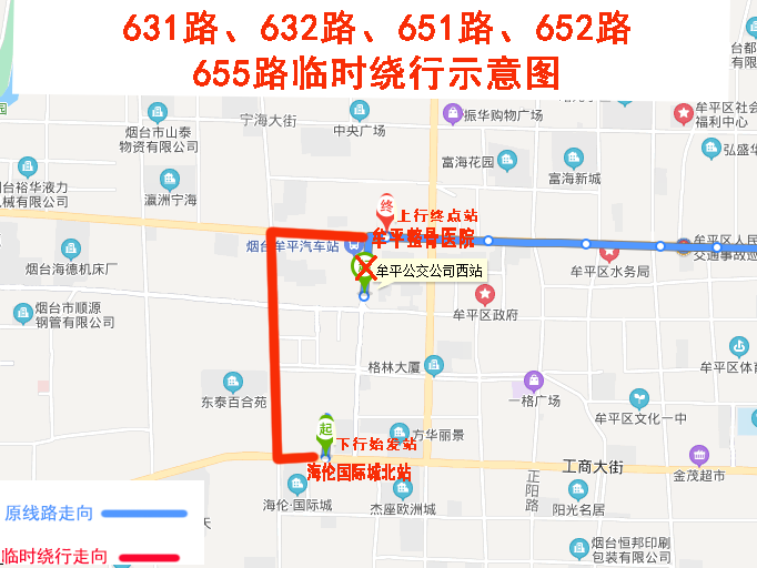 由海伦·国际城北站发车,沿工商大街,牟山路,北关大街行至北关大街与