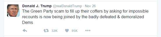 重新计票结束了, 希拉里再遭打脸, 输上加输!(图)