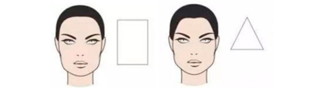 正方形脸,长方形脸,正反三角形脸和心形脸