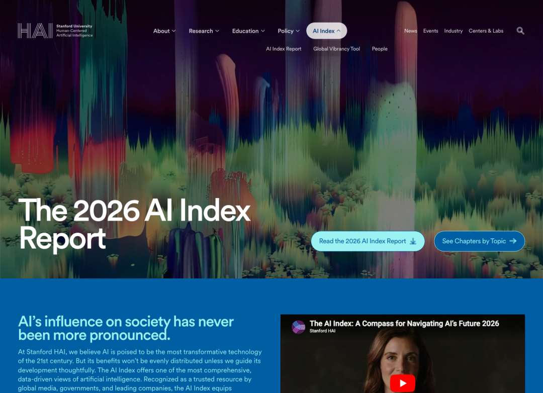 Stanford HAI 2026 AI Index 页面