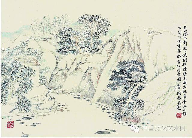 唐白居易村夜诗意图,壬申新春于抱雪斋寓上净窗下海春画并记.