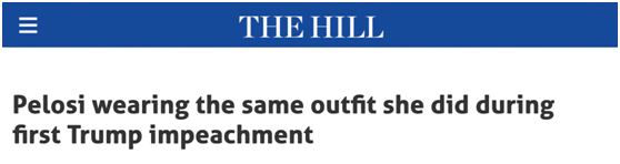 只是巧合？美媒发现：两次投票弹劾特朗普，佩洛西都穿同一件衣服、戴同一条项链