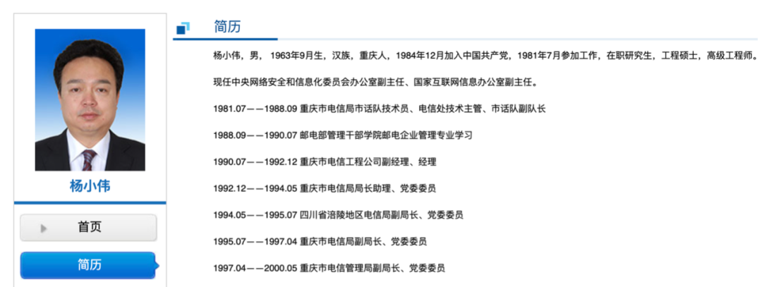 杨小伟,男, 1963年9月生,今年58岁,汉族,重庆人,1984年12月加入中国